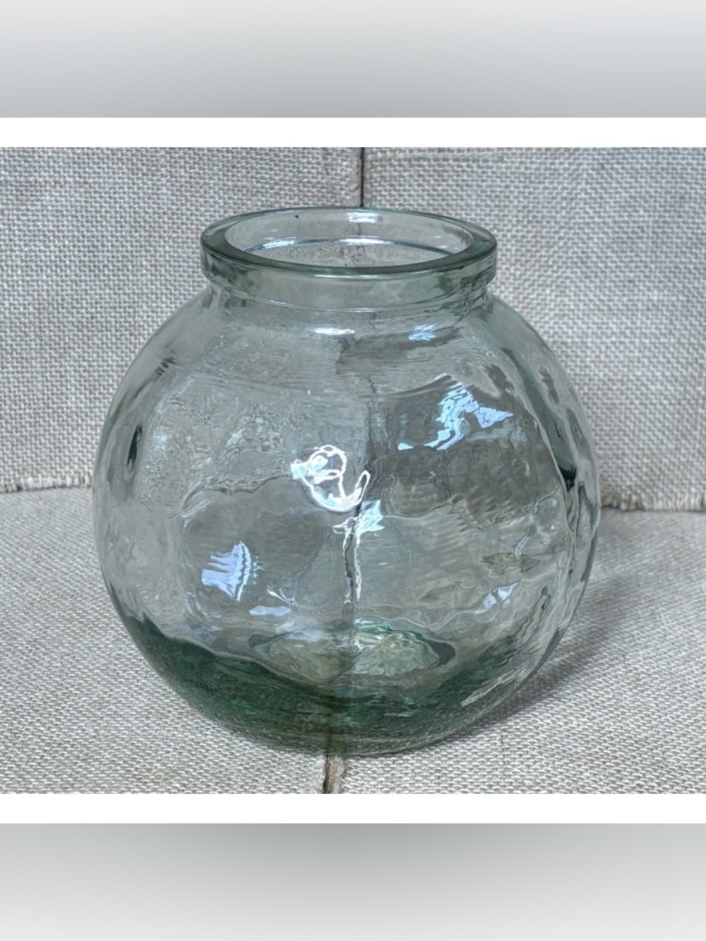 Recycled Glass Fish Bowl Vase Terrarium Green Tint Textured Illusion Eclectic